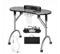 ZPVXRVQ Tavolo Pieghevole per Manicure E Unghie, Scrivania Portatile per Estetista con Lampada A LED, Cuscinetto Da Polso, Ruote Bloccabili E Borsa per Il Trasporto(Schwarz)