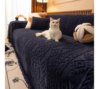 ZQBXHDZW Copricuscini per Divani,Copridivano Impermeabile,Copridivano in Morbido Tessuto Felpato 1 2 3 E 4 Posti,per Divano Componibile,Copridivano A Forma di L Mobili(180 * 340cm,Blue)