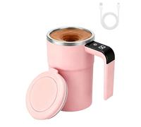 ZQBXHDZW Tazza Automescolante,Elettrica con Miscelatore Magnetico,in Acciaio Inox,con Temperatura Regolabile,Girevole,per caffè,Casa,Ufficio,Viaggi,Adatta per caffè/Latte/Cacao(Color:Pink)