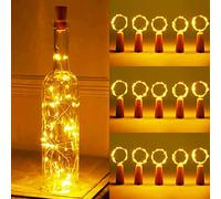 ZQEJEFD 15 Pezzi Luci per Bottiglia, 2m 20 LED Lampada Bottiglia Luci LED Decorative, Tappi LED a Batteria per Bottiglie,Luci Bottiglia da Tappo in Sughero per Fai da Te,Natalizie,Feste,Bianco Caldo