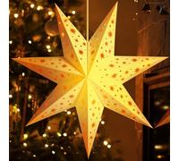 ZQEJEFD 45cm Decorazione Lanterna, Origami 3D Stella di Natale Luminosa LED da Appendere, Stella di Carta da Appendere, Natale Stelle Origami Decorazione per natale, Matrimoni, Compleanni, Feste