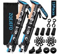 ZQEJEFD Bastoni Trekking Bastoncini da Trekking, 2 Pezzi Nordic Walking Bastoncini Pieghevole Regolabile 108-135cm, Bastoncini Trekking Carbonio Alluminio 7075 con 5 Paia di Puntali in Gomma