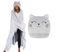 ZQEJEFD Coperta Indossabile con Maniche e Cappuccio, Flanella per Donna e Uomo, Coperta Divano, Regalo Compleanno Natale, TV Blanket, Cincillà Grigio, 170 x 200 cm