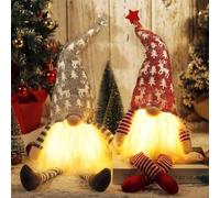 ZQEJEFD Gnomo Natale con LED, 2 Pezzi Decorazione Natalizia Gnomo, Decorazione di Babbo Natale con LED, Gnomi Natalizi Luminosi, Elfo Babbo Natale Peluche, Decorazioni Natalizie di Gnomi