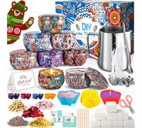 ZQEJEFD Kit per Fabbricazione Candele,Kit per Candele Fai da Te,Kit per Fusione Cera per Principianti DIY Set Regalo con 480g Cera di Soia, 8 Candele Barattoli, 3 Stampo in Silicone, 30 Stoppini