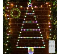 ZQEJEFD Luci Natale Esterno Batteria, 90cm Decorazione per Finestra a LED, LED Scaletta Luci Natale Batteria con Telecomando, Timer, 8 Modalità, Addobbi Natalizi Decorazioni Casa Finestre (Colorato)