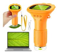 ZQEJEFD Microscopio Digitale per Bambini, 1000X Mini Microscopio Portatile con Schermo IPS da 2,0" e 8 LED, microscopio Tascabile USB Type-C Compatibile PC, Gioco Scientifico Educativo dai 3+ Giallo