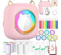 ZQEJEFD Mini Stampante Fotografica, Mini Stampante Termica, Stampante Fotografica Istantanea Bluetooth Portatile con Ricarica USB & 14 Rotoli di Carta, per Studio, Note, Diario, Elenco, Rosa