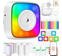 ZQEJEFD Mini Stampante Fotografica, Mini Stampante Termica, Stampante Fotografica Istantanea Bluetooth Portatile con Ricarica USB & 14 Rotoli di Carta, per Studio, Note, Diario, Elenco, Bianco