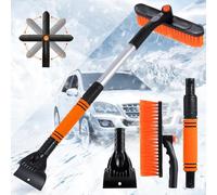 ZQEJEFD Raschietto per Ghiaccio e Frusta 2 in 1,Raschietto Ghiaccio Auto,Raschia Ghiaccio Estensibile per Auto Spazzola Neve Staccabile Scopa Rimozione Neve con Testa Rotante a 360 Gradi per Auto SUV