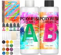 ZQEJEFD Resina Epossidica Trasparente Kit 1016ml - Colla Epoxy 1:1 con Indurente - Kit Completo con Glitter per Creazione Gioielli Fai da Te