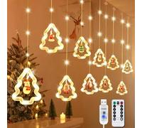 ZQEJEFD Tenda Luminosa Natale, 3M Catena di Luci Decorative con Telecomando 8 Modalità Impermeabile LED, Luci di Natale per Decorazioni Finestre, Feste, Giardino