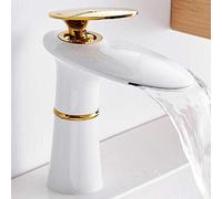 ZQFHSX Elegante Rubinetto da Bagno a Cascata in Ottone con lampadario, Miscelatore per lavabo Caldo e Freddo, Bianco Cromato, per lavabo sottopiano, per lavabi Moderni