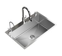 ZQFHSX Évier de Cuisine, évier à cuve Unique encastrable Sous Plan en Acier inoxydable 304 épais antirouille pour Bar (Couleur : Argent, Dimensions 65 x 45 cm)