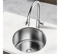 ZQFHSX Lavabo Rotondo in Acciaio Inox per Cucina, Piccolo Bagno, lavabo da Incasso con Rubinetto Estraibile e Dispositivo di Scarico per Balcone, bancone Bar, Hotel, Sala da Pranzo.
