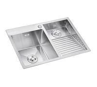 ZQFHSX Lavelli da Cucina in Argento, lavello per Lavanderia, Piscina e Bar, lavello Profondo in Acciaio Inox 304 a Una Vasca, Installazione a Incasso o sottotop (Colore: Dimensioni 70x48