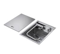ZQFHSX Lavello a scomparsa in acciaio inox color argento con rubinetto pieghevole a vasca singola mini bar per cucina, balcone piscina sopra o sotto il bancone installazione (argento)