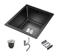 ZQFHSX Lavello Compatto a Vasca Singola in Acciaio Inox per Camper, Cucina, sifone Multi-Misura, Ideale per Piccoli Appartamenti, Bar, Piscine salvaspazio, lavello di Servizio sopra e sot