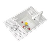 ZQFHSX Lavello da Bar Piccolo in Acciaio Inox con Pannello di Copertura e Rubinetto a Sollevamento - Mini lavello Invisibile salvaspazio per Sala da Pranzo, Bar, risciacquo Bicchieri, pos