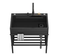 ZQFHSX Lavello da Cucina a Cascata in Acciaio Inox Indipendente con Rubinetto e Tagliere, postazione di Lavoro - Nero 77x45x75cm Design Moderno Accessori Versatili