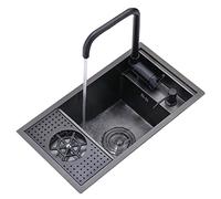 ZQFHSX Lavello monovasca di Alta Gamma per Appartamenti e Ville, lavello da Cucina a Incasso Invisibile di Piccole Dimensioni con Accessori e sifone (Colore: Nero, Dimensioni: 60 * 40 22