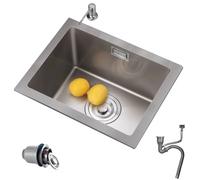 ZQFHSX Lavello salvaspazio per camper, appartamento, cucina, bar, sifone facile da pulire, in acciaio inox, color argento, mini lavabo per lavastoviglie (76 x 42 cm)