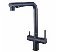 ZQFHSX Rubinetto da Cucina 3 in 1 Touch, Miscelatore Estraibile Nero Retrattile con Doppio beccuccio Girevole, Filtro per Acqua Potabile, detergente in Ottone, Accessori per lavello