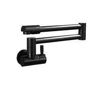 ZQFHSX Rubinetto per riempire pentole, Nero, Interamente in Rame, monocomando per Acqua Fredda, Montaggio a Parete, con Maniglia Girevole a 360° e Foro per lavello.