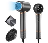 ZQIN Asciugacapelli Professionale agli Ioni, 1600 W, Motore AC 110.000 giri/min, 2 Velocità, 3 Temperature, Asciugatura Rapida (Grigio)