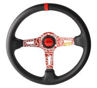 ZQINGQING Volanti Sportivi Volante Sportivo da Corsa Deep Dish in Vera Pelle da 14 Pollici / 350 mm Volante Auto Sportivo