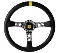 ZQINGQING Volanti Sportivi Volante Sportivo da Corsa in Vera Pelle Nera da 14 pollici/350 mm Volante Auto Sportivo(Noir)