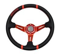 ZQINGQING Volanti Sportivi Volante Universale da 14 Pollici con Piatto Profondo Volante da Gioco Sportivo da Corsa in Pelle Volante Auto Sportivo(Red)