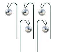 Zqkimzi Bastoncini per piante, 5 pezzi, impermeabili, mini aste a specchio | Sfera da discoteca per vasi di fiori, terrazza, prato, vialetto, giardino, casa, corridoio, interni ed esterni