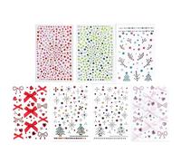 Zqkimzi Body Jewelry Stickers, Christmas Face Stickers, Festival Face Jewels, Christmas Face Gems, Sparkly Face Gems, 7 Sheet Set Of Christmas Face Gem Stickers For Holiday Festivals And Makeup