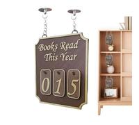 Zqkimzi Bookish Home Decor, Reading Progress Counter Display, Bookshelf Decor, Modern Minimalist Reading Ornament, 4.49x5x0.35 inches, Tracks Books Read Up to 999, for Study, Library, Living Room