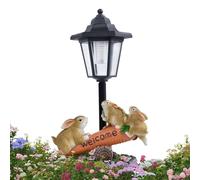 Zqkimzi Bunny Garden Statue, Solar Animal Figurines with Light, Cute Resin Decorative Ornaments to Balcony, Garden, Yard, and Patio for Housewarming, Birthday &, 12.4 x 7.4 inches