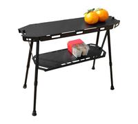 Zqkimzi Camping Table Foldable, Portable Aluminum Alloy Storage Rack, Lightweight Camp Shelf, Easy Assembly Cook Station for Outdoor, Hiking, Picnic, Travel, Aluminum Alloy+Abs
