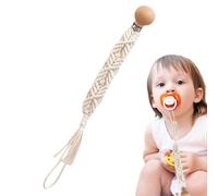 Zqkimzi Clip per ciuccio, clip per ciuccio | Boho clip Paci fatti a mano | Clip per in corda di cotone fatta a mano per bambini, ragazze, bambini Boho in legno, per attacco per bottiglia di