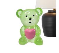 Zqkimzi Cute Bear Figurine Decor, Resin Bears Heart Sculpture, 2.36 Inch Bear Statue with Charming Detail, Resin Material Animal Ornament with, Desk Decoration Heart Feature, Indoor Outdoor
