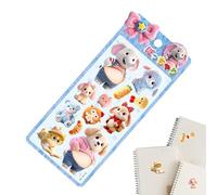 Zqkimzi Cute Cartoon Decals, Mini Animal Sticker Pack, Raised 3D Design with Strong Stick Adhesive, Waterproof Vinyl Art Set, Animals Stickers with Playful Style, Decor Pack for Notebook Use