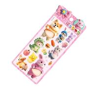 Zqkimzi Cute Cartoon Decals, Mini Animal Sticker Pack, Raised 3D Design with Strong Stick Adhesive, Waterproof Vinyl Art Set, Animals Stickers with Playful Style, Decor Pack for Notebook Use