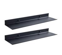 Zqkimzi Floating Shelves for Wall, 2-Piece Aluminum Alloy Display Shelf, Household Organizer, Modern Home Décor for Living Room, Bedroom, Study Room, 11.81x4.72x1.57 inches, Black