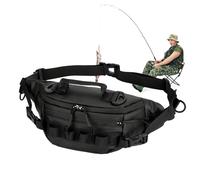 Zqkimzi Fly Fishing Waist Pack, Waterproof Fanny Storage Pack, Portable Fly Fishing Bag, Adjustable Waist Strap, Multiple Pockets, Sturdy Construction, Ideal for Men and Women, 38x17x9 cm