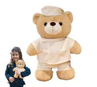 Zqkimzi Nurse Bear, Soft Stuffed Plush Toy Pillow, Cute Throw Cushion for Kids Baby Friend Nursery Bedroom Office Shelf Valentine Halloween Christmas, 30x20x7cm