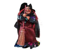 Zqkimzi Witch Figurine, Halloween Witch Figurines, Spooky Vintage Figure, Broom Accessory for Dorm, Living Room, Party, Home, Bookshelf, Apartment, Fireplace, Porch, 3.15x2.36x6.5 inches