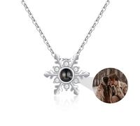 ZqlDDayUP Collana con foto personalizzata Collana con proiezione di foto personalizzata con immagine Collana con ciondolo a fiocco di neve in argento Sterling Collana con immagine Regali per le donne