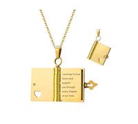 ZqlDDayUP Collana con messaggio segreto personalizzato Collana con ciondolo a forma di libro personalizzato Ciondolo a forma di libro apribile a più strati con 6 pagine di informazioni incise