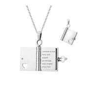 ZqlDDayUP Collana con messaggio segreto personalizzato Collana con ciondolo a forma di libro personalizzato Ciondolo a forma di libro apribile a più strati con 6 pagine di informazioni incise