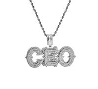 ZqlDDayUP Collana con nome personalizzato Catena con ciondolo Iced Out per uomo Lettere Baguettes grandi personalizzate Collana con nome Hip Hop Gioielli Collana con ciondolo di diamanti