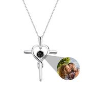 ZqlDDayUP Collana di immagini Collana personalizzata con proiezione di foto con immagine Collana a croce Ti amo Cuore Infinito Collana con ciondolo a croce religiosa Regali di gioielli per le donne